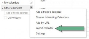 Google calendar import step